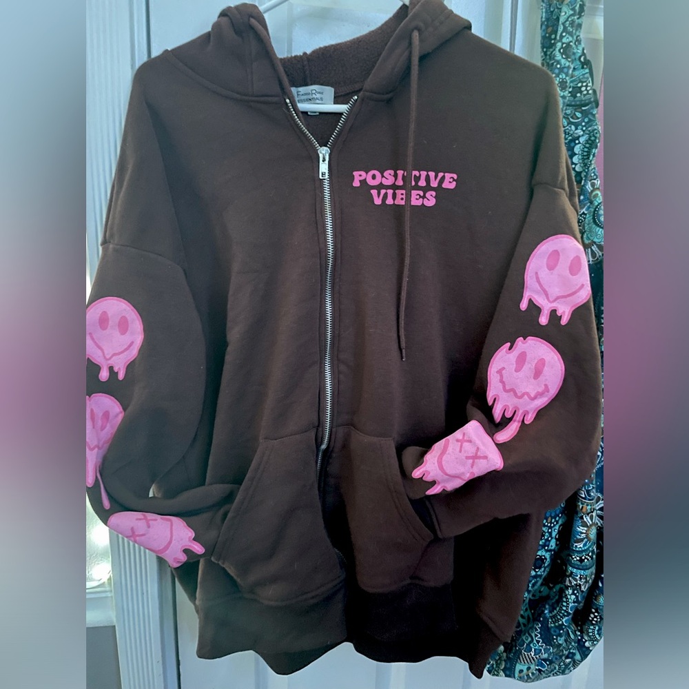 Positive vibes zip up sweater